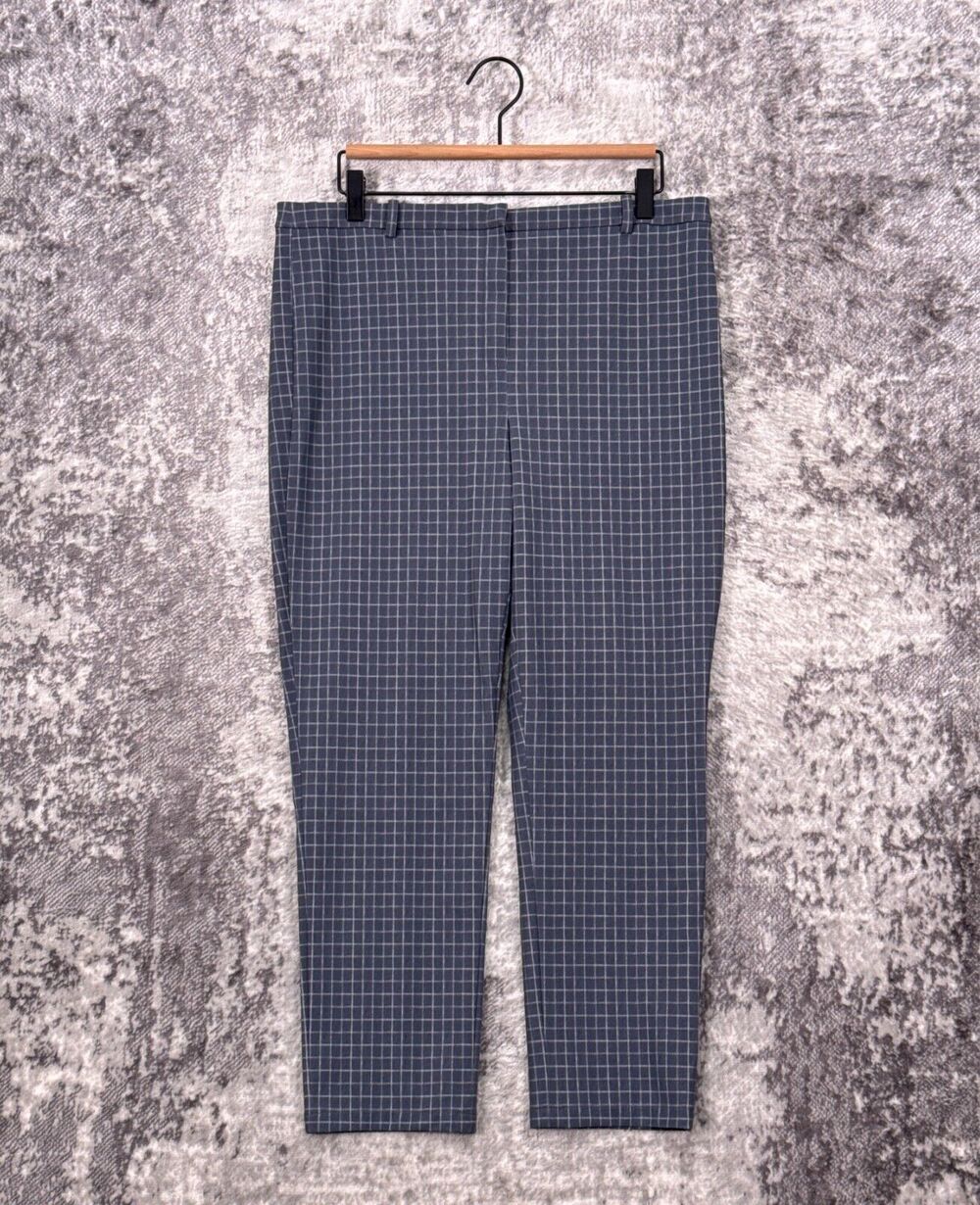 Theory Pants 12 Womens Performance Knit Slim Cropped Trouser Gray Window Check